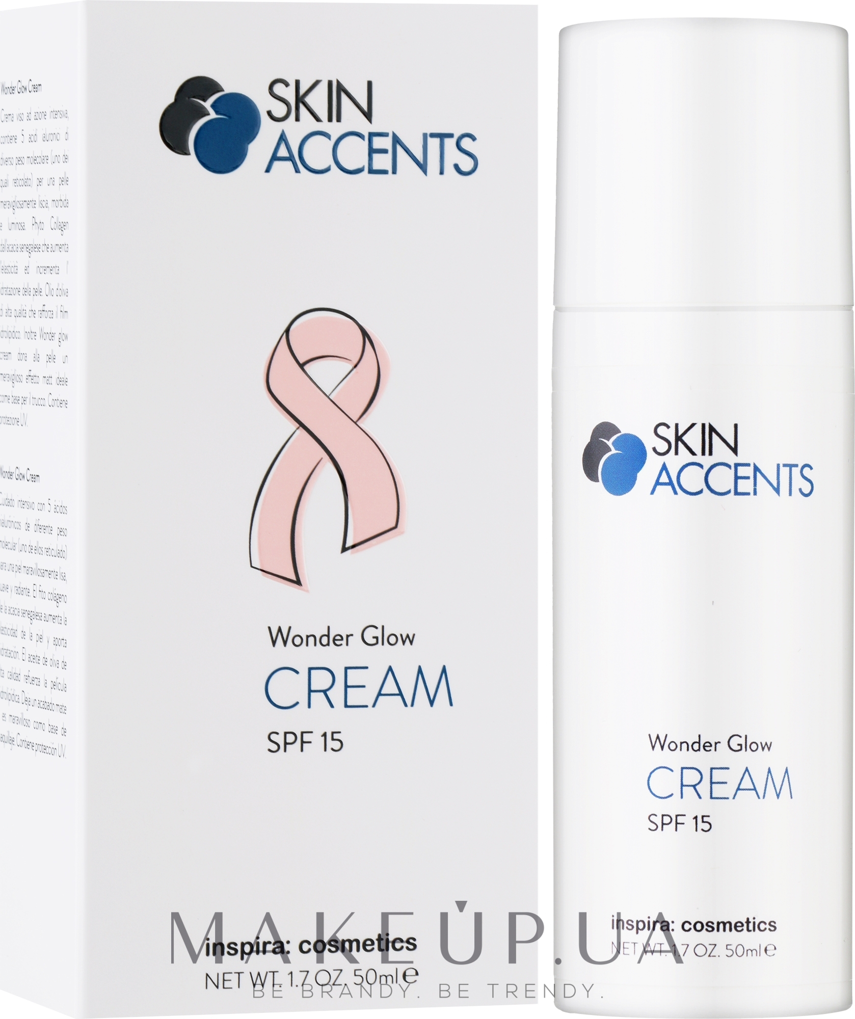Інтенсивно зволожуючий ліфтинг-крем - Inspira:cosmetics Skin Accents Wonder Glow Cream SPF15 — фото 50ml