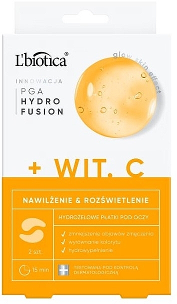 Гідрогелеві патчі під очі з вітаміном С - L'biotica PGA Hydro Fusion — фото N1