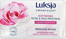Смягчающее мыло с розой и молочными протеинами - Luksja Creamy & Soft Softening Rose & Milk Proteins Caring Bar Soap — фото N1