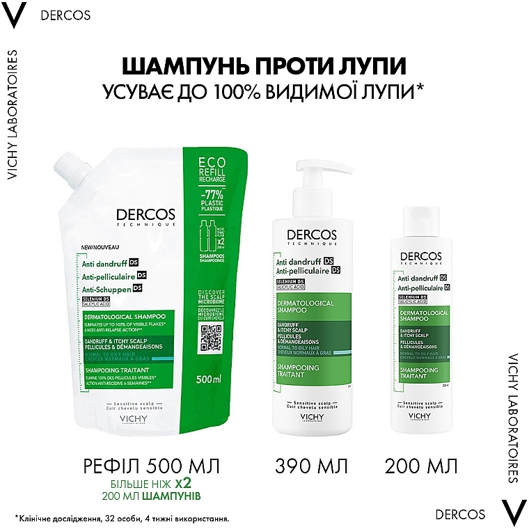 УЦІНКА Шампунь від лупи для нормального і жирного волосся - Vichy Dercos Anti-Dandruff Advanced Action Shampoo * — фото N9