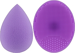 Набір спонжів для макіяжу та вмивання, 2 в 1, PF-52, фіолетовий + фіолетовий - Puffic Fashion — фото N1