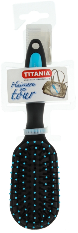 Массажная овальная мини щетка для волос, синяя - Titania Softtouch — фото N1