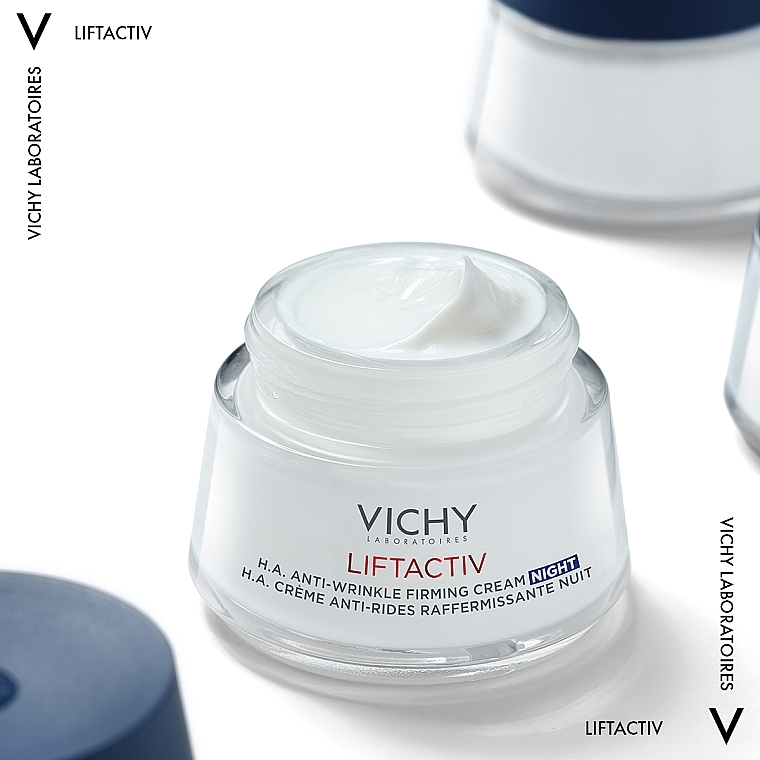 Нічний розгладжувальний крем з гіалуроновою кислотою для корекції зморшок шкіри обличчя - Vichy LiftActiv H. A. — фото N7
