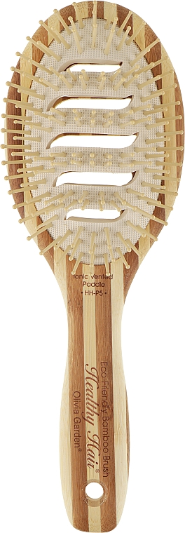 Щетка бамбуковая вентилируемая, овальная - Olivia Garden Healthy Hair Oval Vent Epoxy Eco-Friendly Bamboo Brush — фото N1