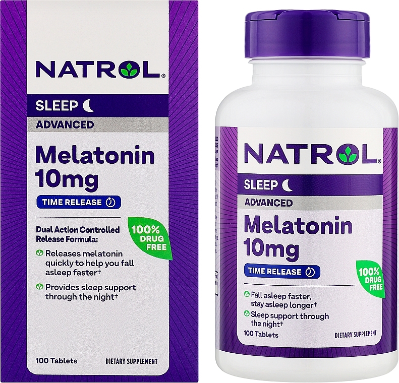 Мелатонин, 10 мг, медленное высвобождение - Natrol Sleep Melatonin Advanced Time Release  — фото N2