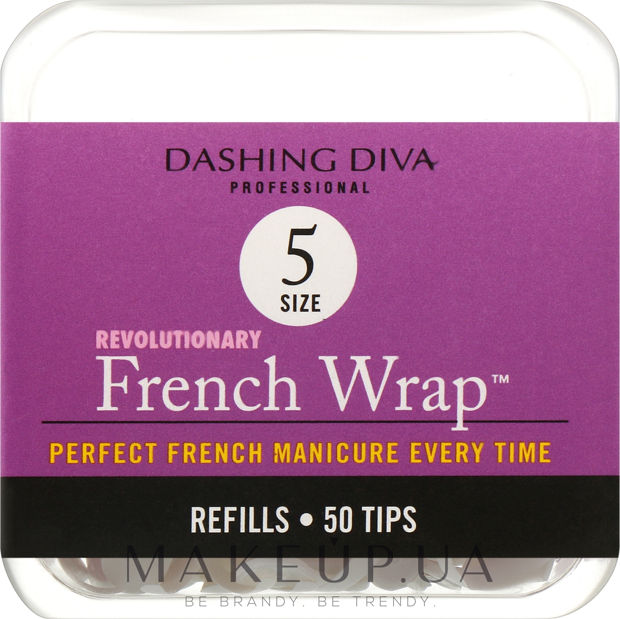 Типсы узкие "Френч Смайл" - Dashing Diva French Wrap White 50 Tips (Size-5) — фото 50шт
