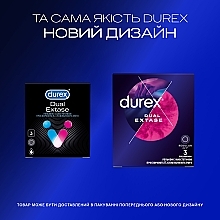 Презервативи латексні з силіконовою змазкою, рельєфні з анестетиком, 3 шт - Durex Dual Extase — фото N4