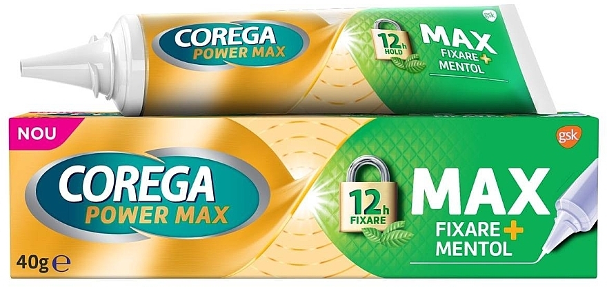 Крем для зубных протезов, суперсильный, вкус ментола - Corega Power Max Denture Fixing Cream + Mentol — фото N1