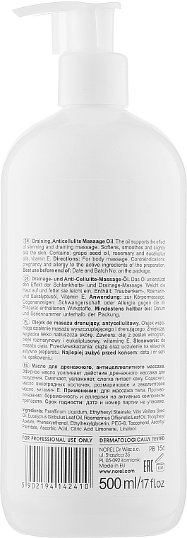 Лімфодренажна антицелюлітна масажна олія - Norel Body Massage Oil Draining Anti-Cellulite — фото N2