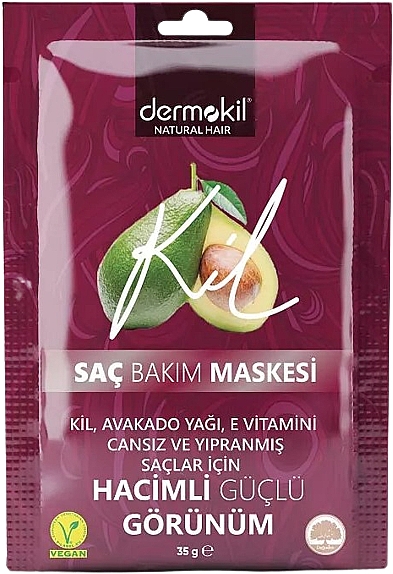 Маска для волос с растительной глиной, авокадо и витамином Е - Dermokil Hair Care Mask (саше) — фото N1