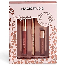 Духи, Парфюмерия, косметика Набор - Magic Studio Lovely kisses Rose Gold (l/pencil/0.3g + lipstick/1ml +lip/gloss/2ml)