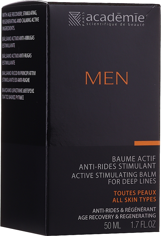 Активний стимулювальний крем-бальзам після гоління - Academie Men Active Stimulating Balm for Deep Lines
