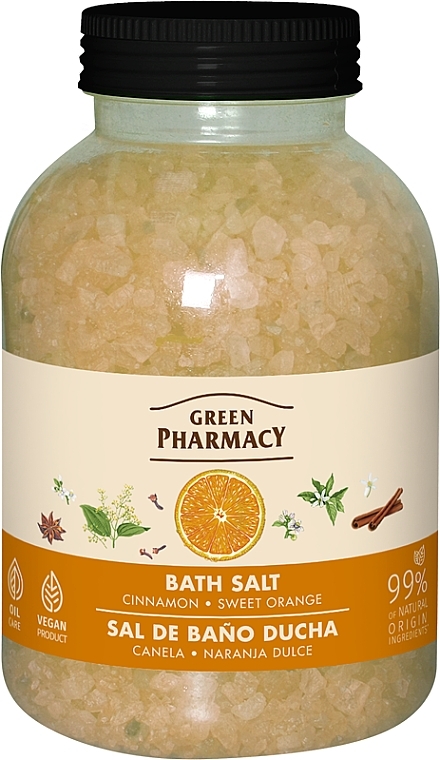 Соль для ванны "Корица и сладкий апельсин" - Зеленая Аптека — фото N1