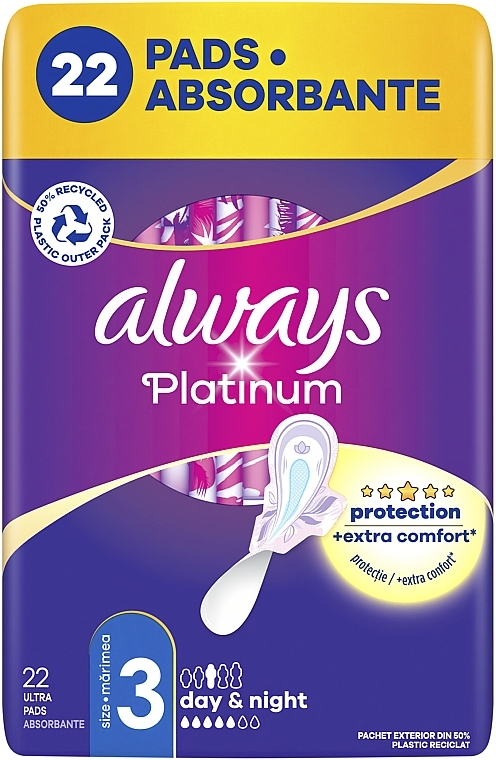 Гигиенические прокладки, размер 3, 22 шт - Always Platinum Protection +Extra Comfort Day&Night — фото N2