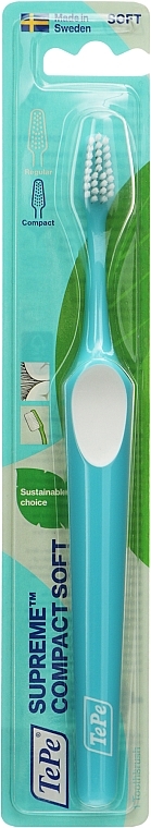 Зубна щітка Supreme Compact Soft, м'яка, блакитна - TePe Comfort Toothbrush — фото N1