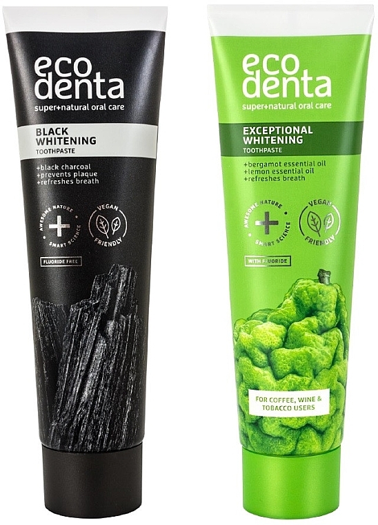 Набір зубних паст "Виняткове відбілювання + Чорна відбілювальна" - Ecodenta (toothpast/2х75ml)  — фото N1