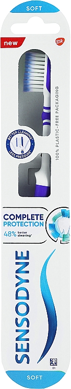 Зубна щітка з м'якою щетиною, синя - Sensodyne Complete Protection Soft — фото N1