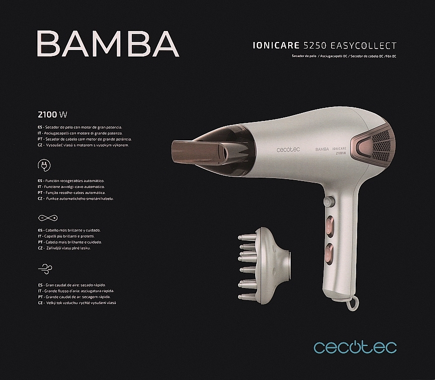 Bamba IoniCare 5250 EasyCollect Pro Secador de pelo Cecotec