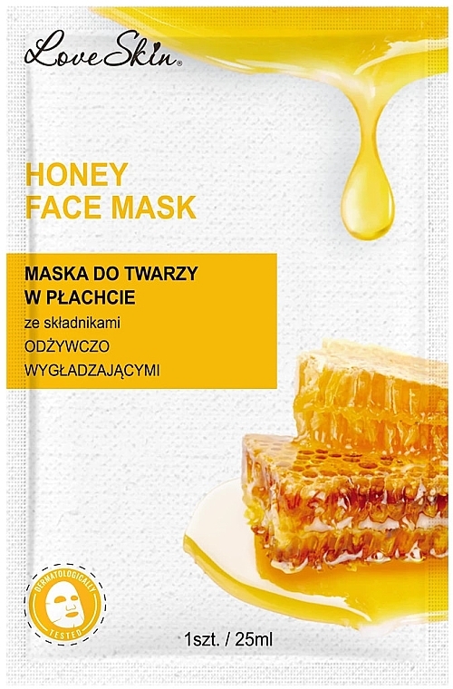 Тканинна маска з екстрактом меду та гіалуроновою кислотою - Love Skin Honey Face Mask — фото N1