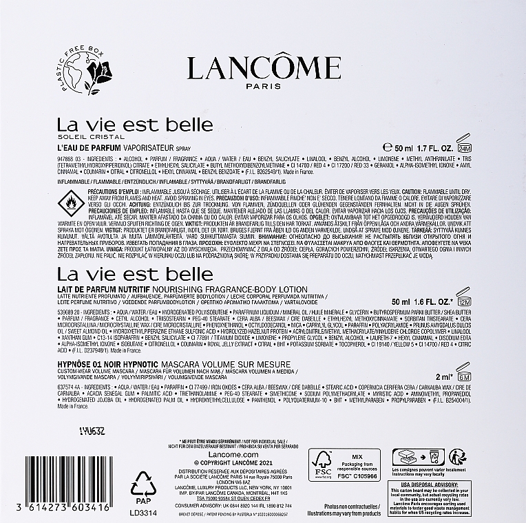 Lancome La Vie Est Belle - Набор (edp/50ml + mascara/2ml + b/lot/50ml) — фото N3