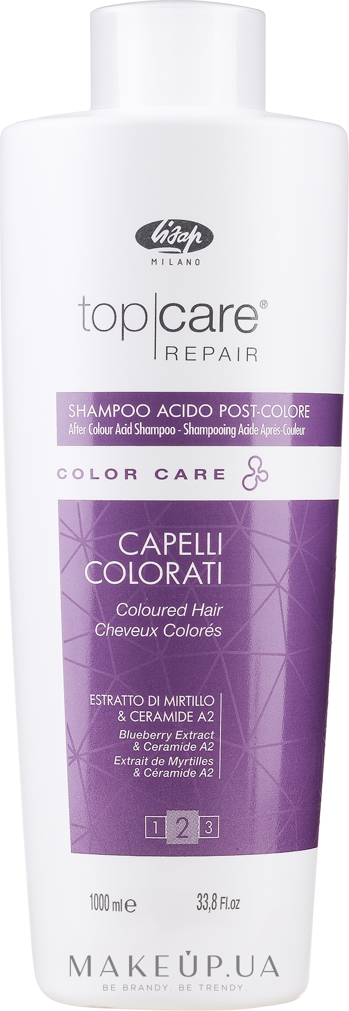 Технічний шампунь після фарбування, зі зниженим рівнем рН - Lisap Top Care Repair Color Care After Color Acid Shampoo — фото 1000ml