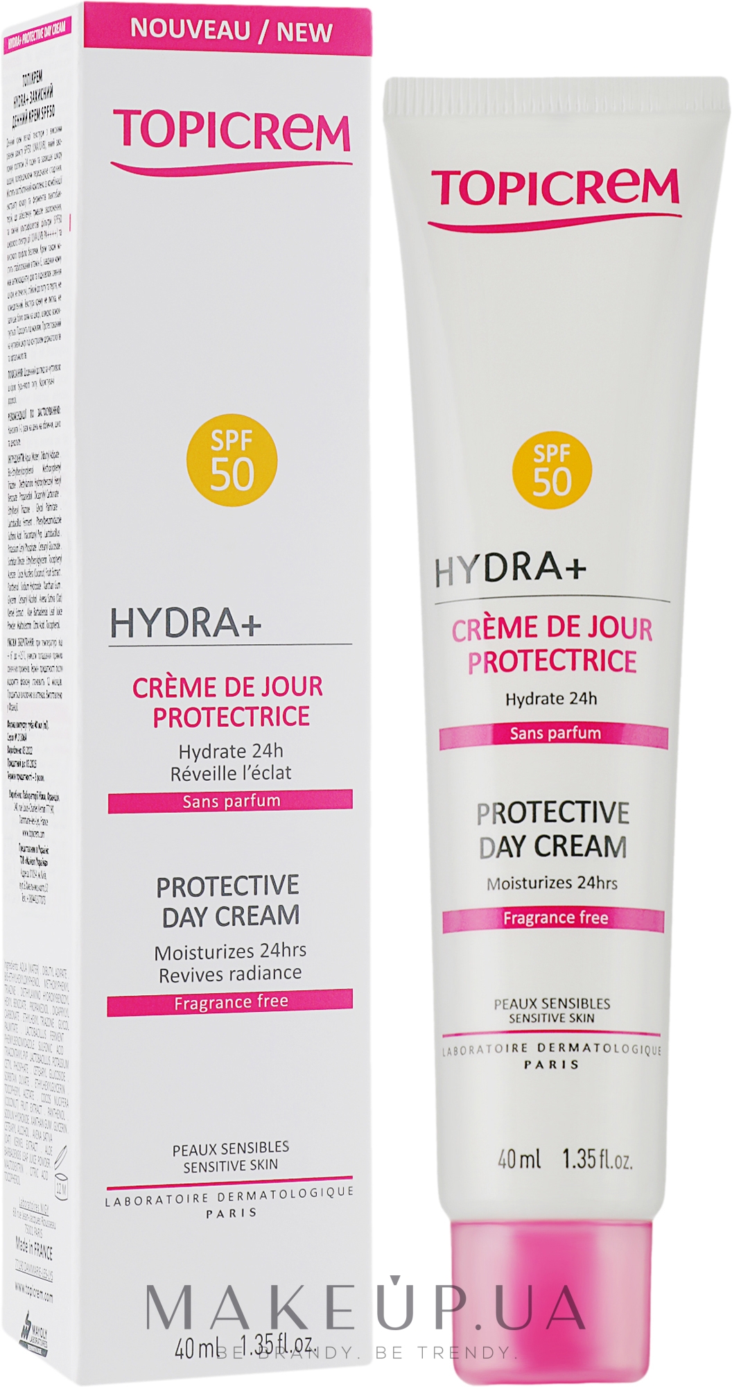 Защитный дневной крем SPF50 - Topicrem Hydra + Protective Day Cream SPF50 — фото 40ml