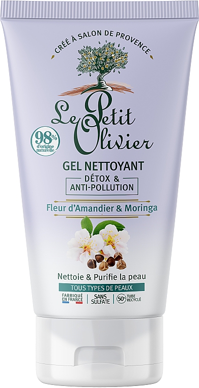 Очищающий гель с экстрактом цветов миндаля и моринги - Le Petit Olivier Detox & Anti-Pollution Cleansing Gel — фото N1