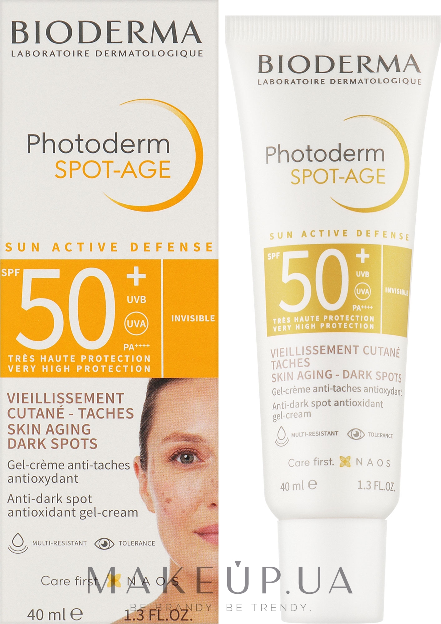 Сонцезахисний гель-крем для обличчя SPF 50+ - Bioderma Photoderm Spot-Age Antioxidant Gel Creme — фото 40ml