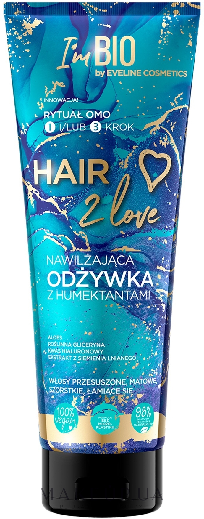 Глибоко зволожувальний кондиціонер для пошкодженого волосся - Eveline Cosmetics Hair 2 Love Moisturising Conditioner — фото 250ml
