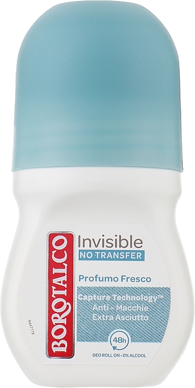 Шариковый дезодорант-антиперспирант - Borotalco Invisible Profumo Fresco 48H — фото N1
