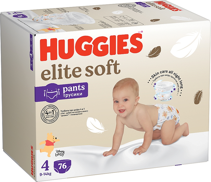 Підгузки-трусики Elite Soft Pants 4 (9-14 кг), 76 шт. - Huggies — фото N2