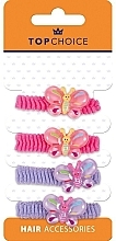 Резинки для волосся "Метелики", 25747, малинові й бузкові - Top Choice — фото N1