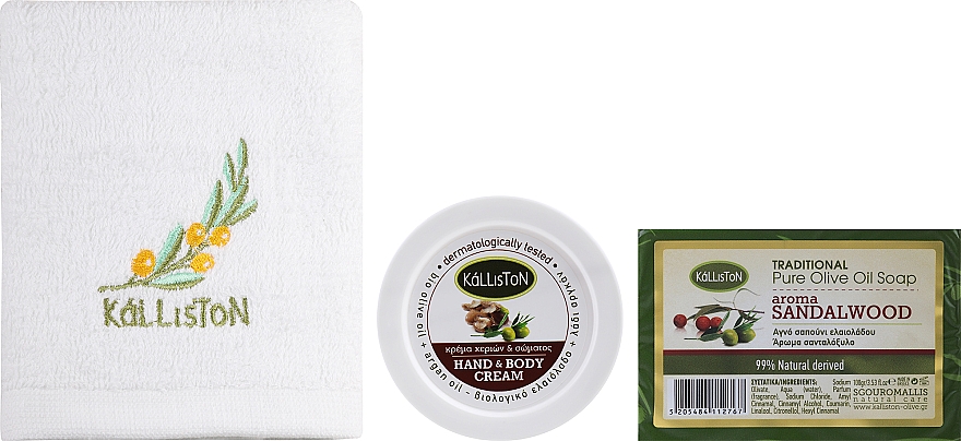 Набір - Kalliston Box Kit Sandalwood + Argan (towel/1pcs + b/cr/75ml + soap/100g) — фото N2