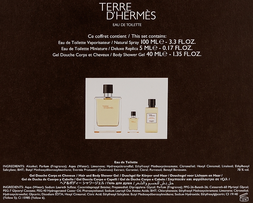 Hermes Terre d’Hermes - Набор (edt/100ml + sh/gel/40ml + edt/5ml) — фото N3