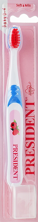 Дитяча зубна щітка "Baby", рожево-синя - PresiDENT Baby Soft — фото N1