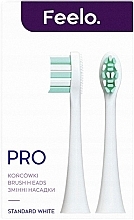 Парфумерія, косметика Змінна насадка для електричної зубної щітки, 2 шт. - Feelo Pro Brush Heads Standard White