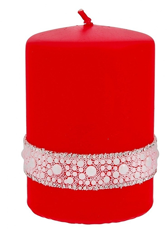 Декоративна свічка 7x10 см, червона - Artman Crystal Pearl — фото N1