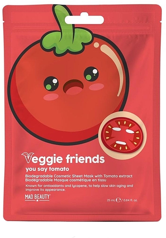 Маска для обличчя з екстрактом томата - Mad Beauty Veggie Friends You Say Tomato — фото N1
