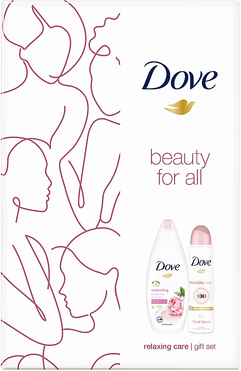 Набор - Dove Relaxing Care Gift Set (sh/gel/250ml + deo/spray/150ml) — фото N1