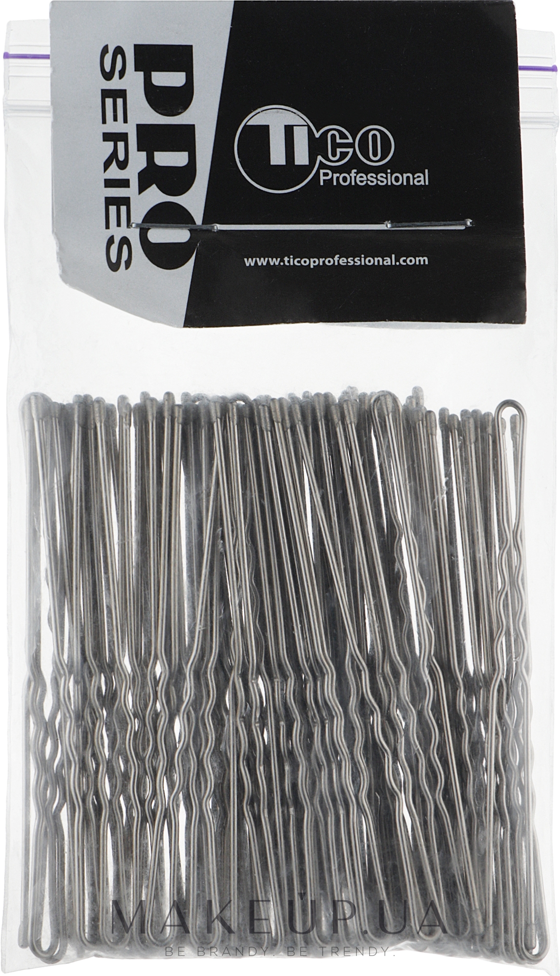 Шпильки для волос волнистые с наконечником 70мм, серебристые - Tico Professional — фото 100g