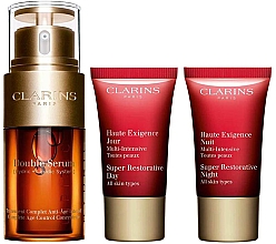 Парфумерія, косметика Набір - Clarins Double Serum & Super Restorative (ser/30ml + cr/15ml + n/cr/15ml)