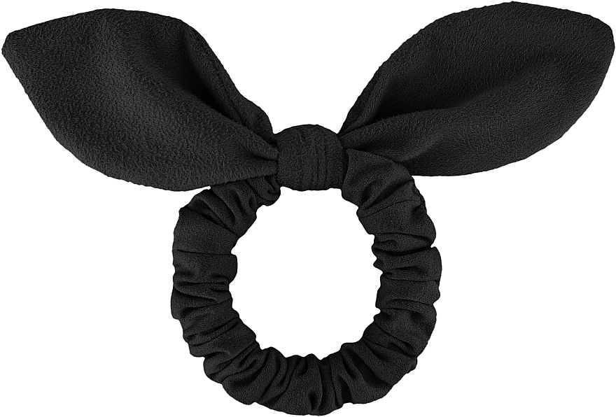 Гумка для волосся замшева з вушками, чорна "Bunny" - MAKEUP Bunny Ear Soft Suede Hair Tie Black — фото N1
