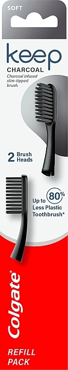 Сменные насадки для зубной щетки, 2 шт. - Colgate Keep Slim Soft Charcoal Refill — фото N1