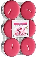 Парфумерія, косметика Набір чайних свічок "Троянда" - Bispol Rose Maxi Scented Candles