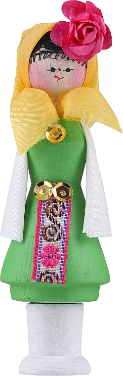 Сувенирный мускал с ароматным маслом, светло-зеленое платье, желтый платок - Bulgarian Rose Girl — фото N1