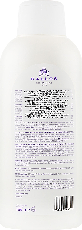 Восстанавливающий кондиционер для волос - Kallos Cosmetics Repair Hair Conditioner With Cashmere Keratin — фото N4