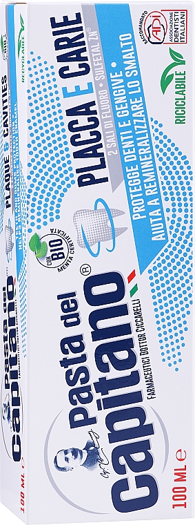 Зубна паста "Проти карієсу та зубного нальоту" - Pasta Del Capitano Plaque & Cavities — фото N2