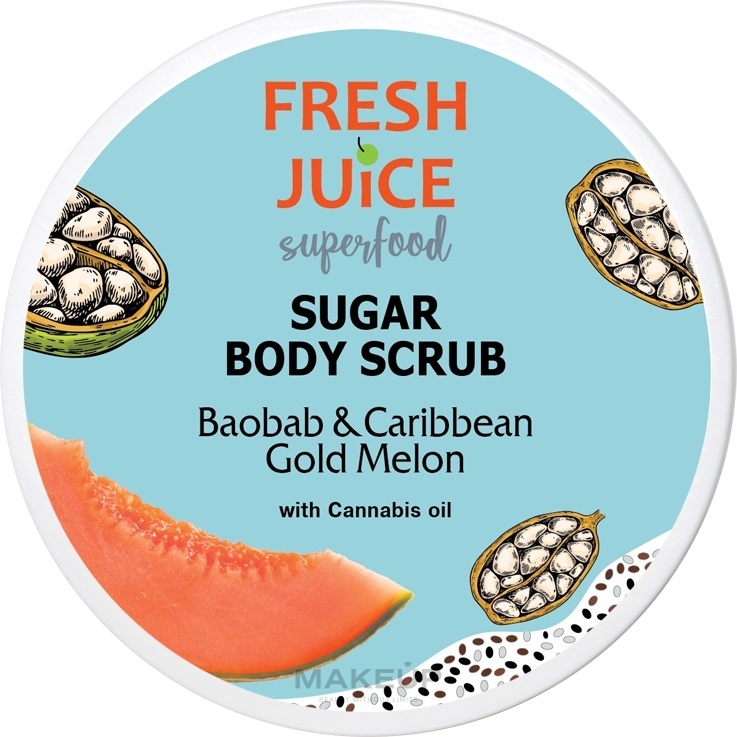 Цукровий скраб для тіла "Баобаб і карибська золота диня" - Fresh Juice Superfood Baobab & Caribbean Gold Melon — фото 225ml