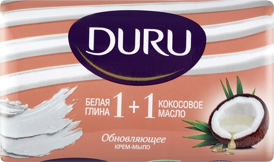 ПОДАРУНОК! Крем-мило "Біла глина і кокосове масло" - Duru 1+1 Soap — фото N1