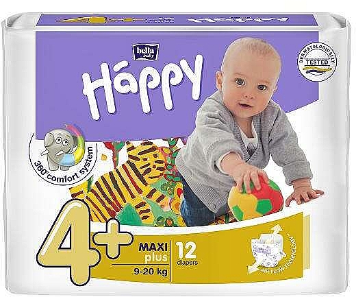 Дитячі підгузки 9-20 кг, розмір 4+, 12 шт. - Bella Baby Happy Maxi — фото N1